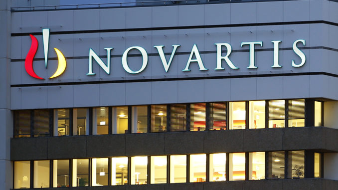 Logo of Swiss drugmaker Novartis is seen at its headquarters in Basel